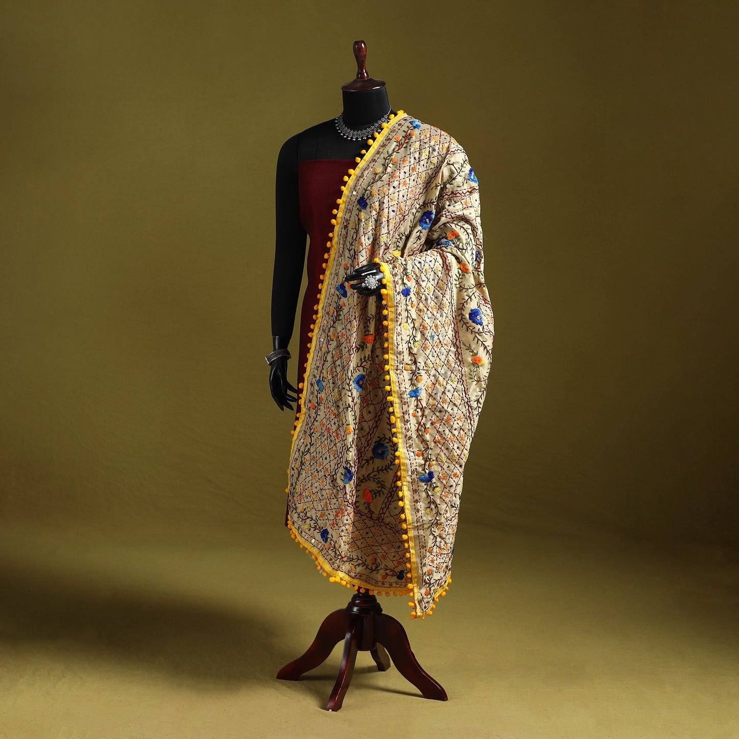 Ranihati chapa work chanderi silk hand embroidery dupatta