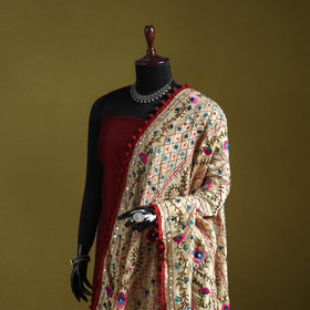Ranihati chapa work chanderi silk hand embroidery dupatta