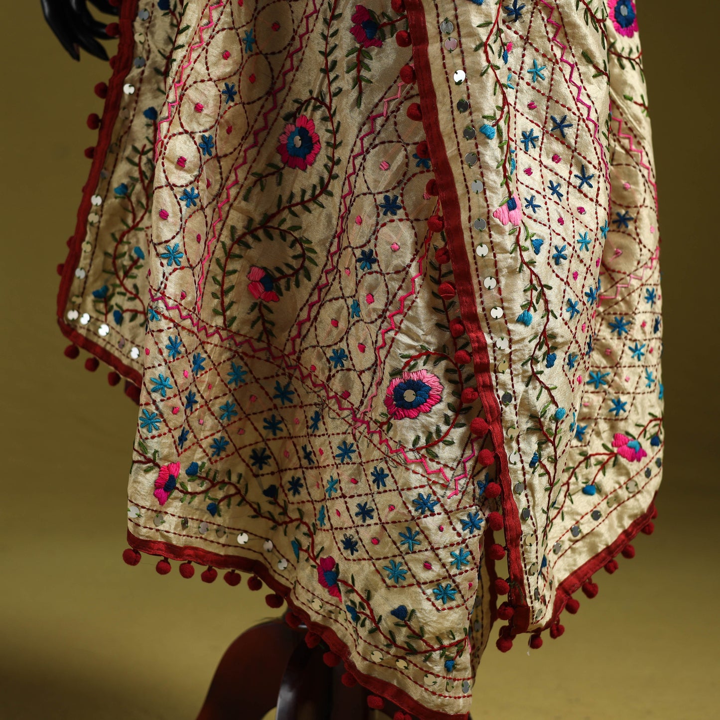 Ranihati chapa work chanderi silk hand embroidery dupatta