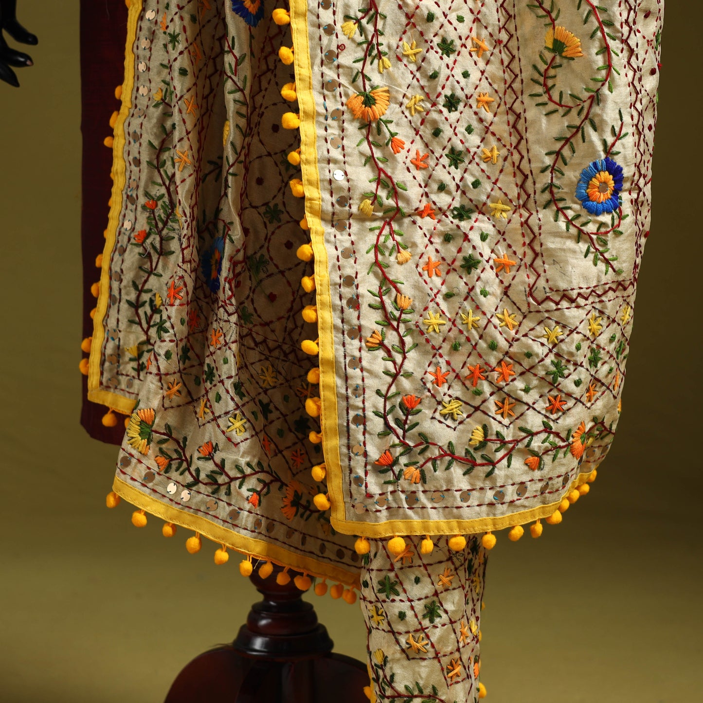 Ranihati chapa work chanderi silk hand embroidery dupatta