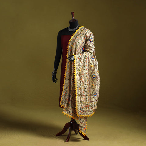 Ranihati chapa work chanderi silk hand embroidery dupatta