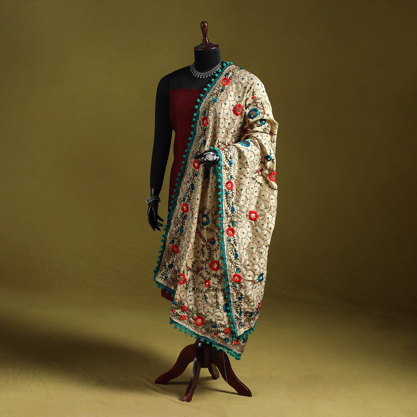 Ranihati chapa work chanderi silk hand embroidery dupatta