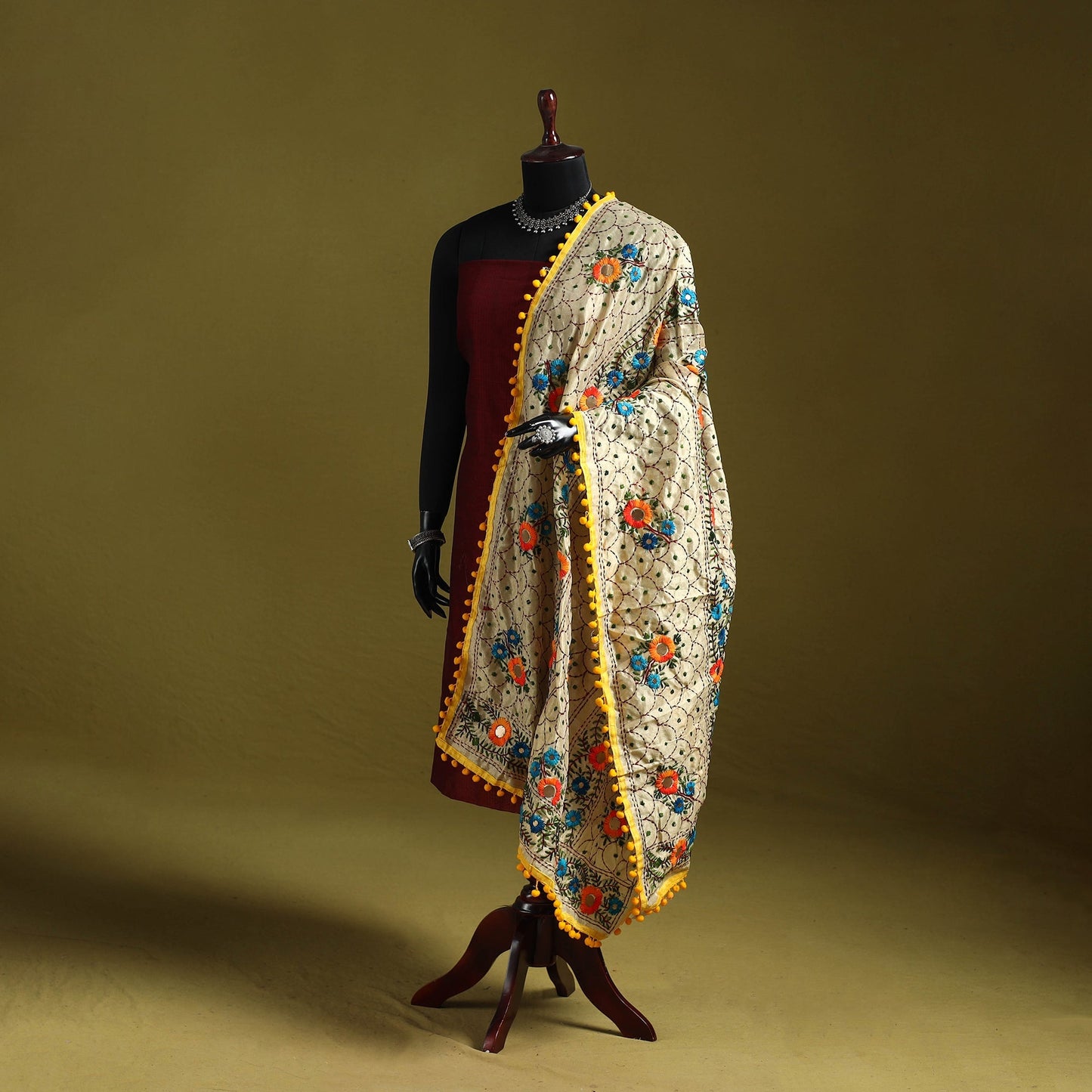 Ranihati chapa work chanderi silk hand embroidery dupatta