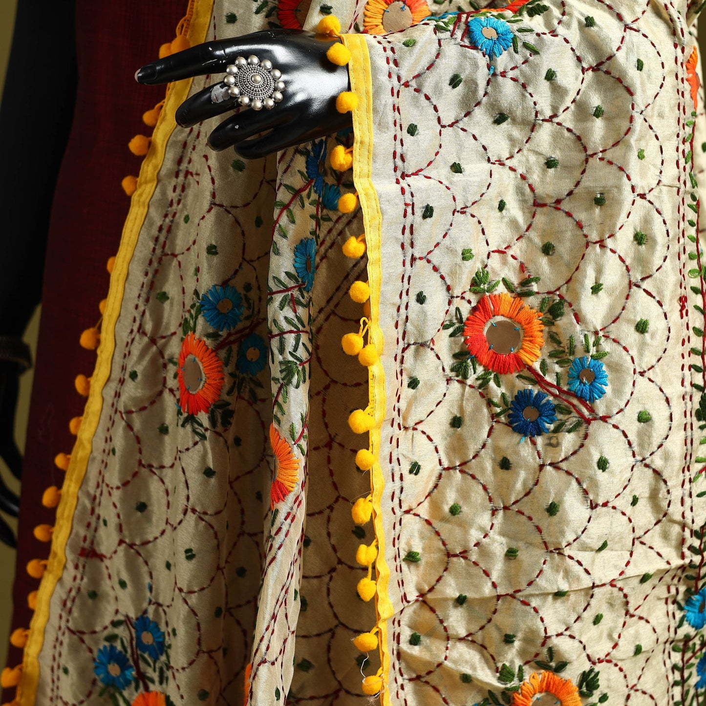 Ranihati chapa work chanderi silk hand embroidery dupatta