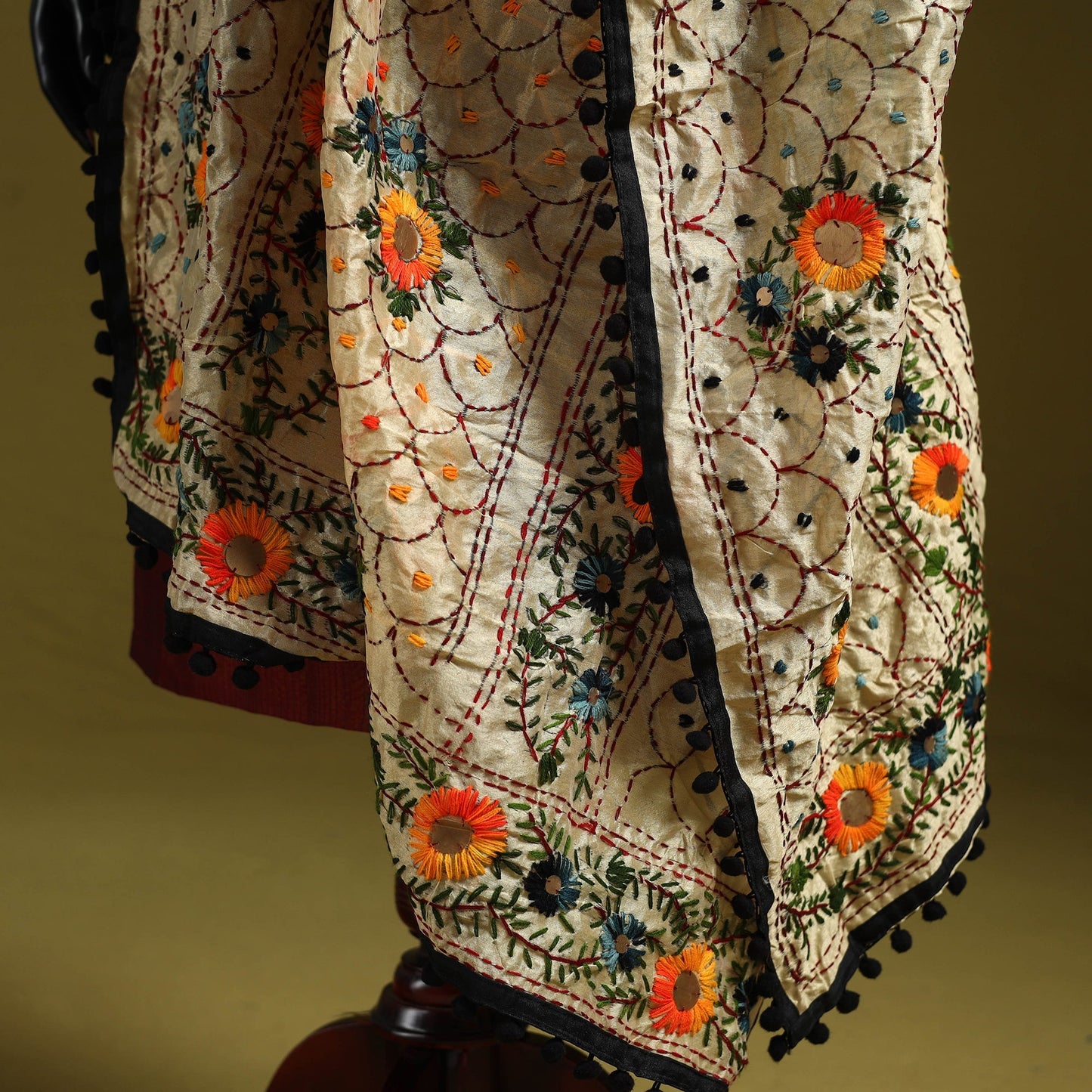 Ranihati chapa work chanderi silk hand embroidery dupatta