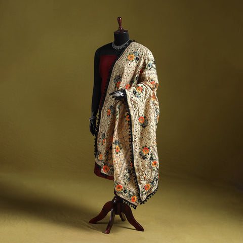 Ranihati chapa work chanderi silk hand embroidery dupatta