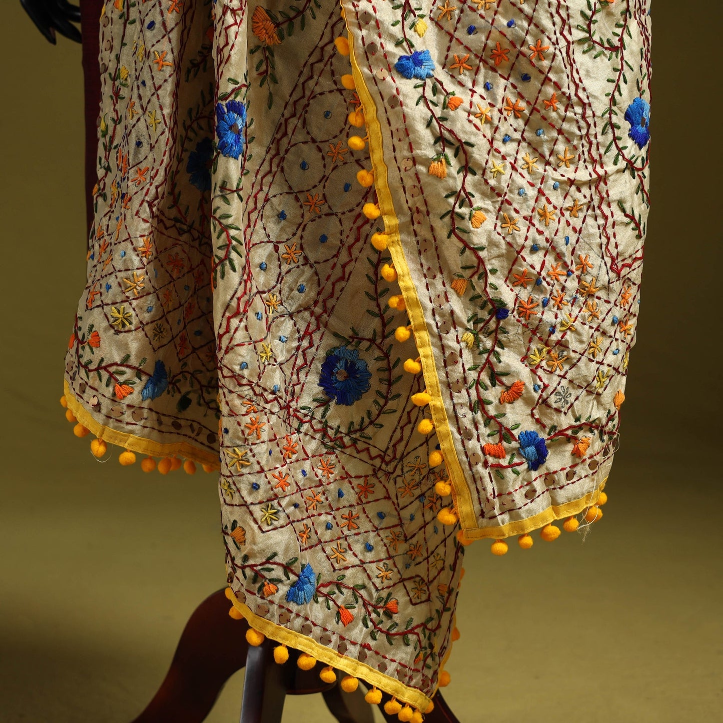 Ranihati chapa work chanderi silk hand embroidery dupatta