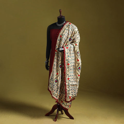 Ranihati chapa work chanderi silk hand embroidery dupatta