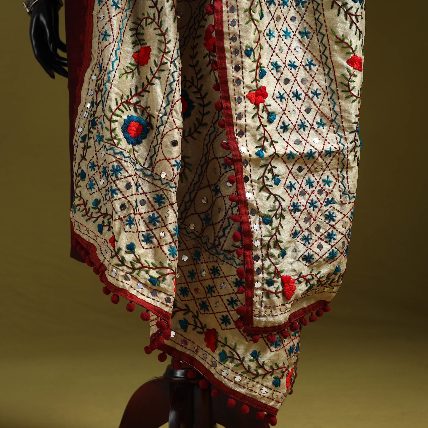 Ranihati chapa work chanderi silk hand embroidery dupatta