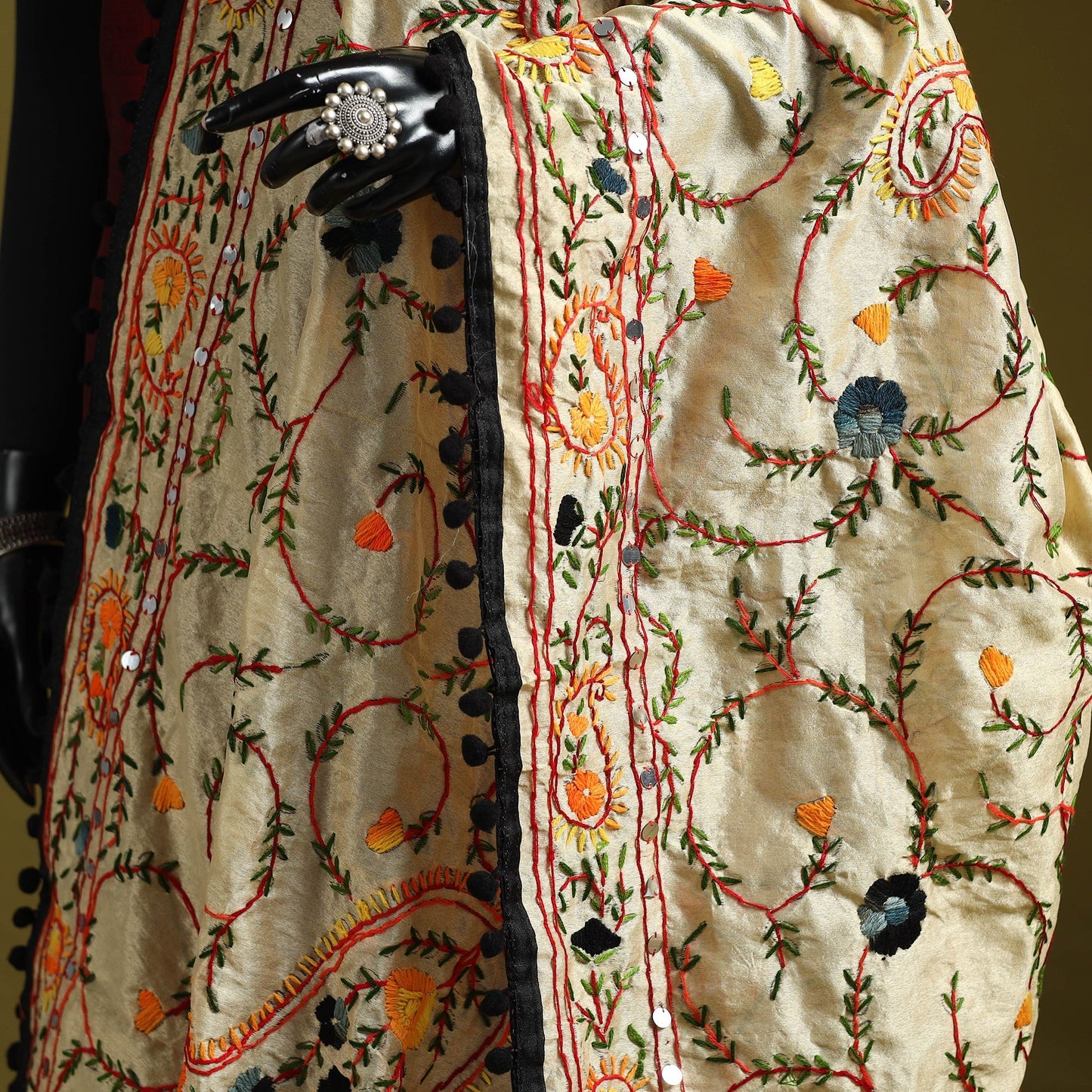 Ranihati chapa work chanderi silk hand embroidery dupatta