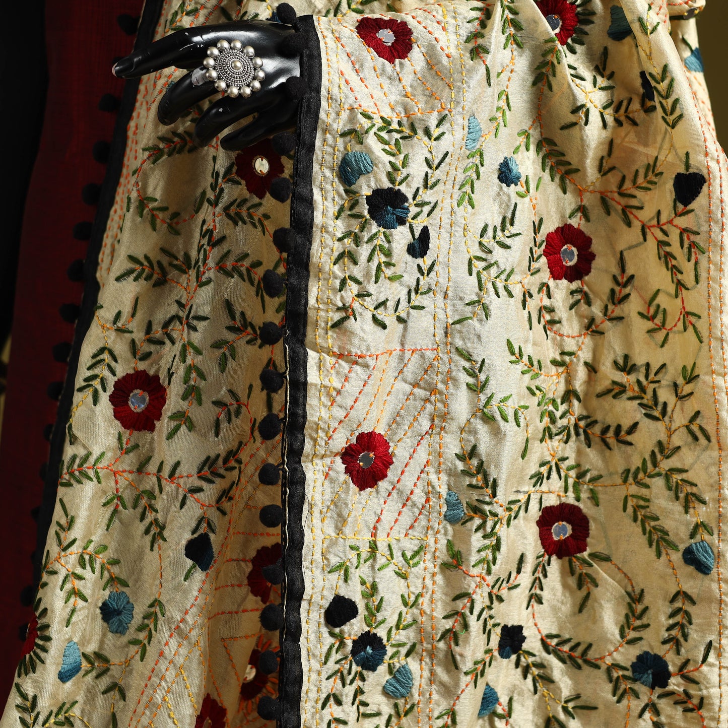 Ranihati chapa work chanderi silk hand embroidery dupatta