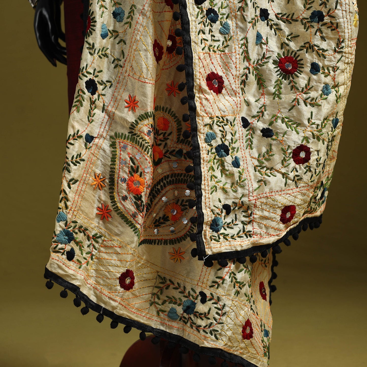 Ranihati chapa work chanderi silk hand embroidery dupatta