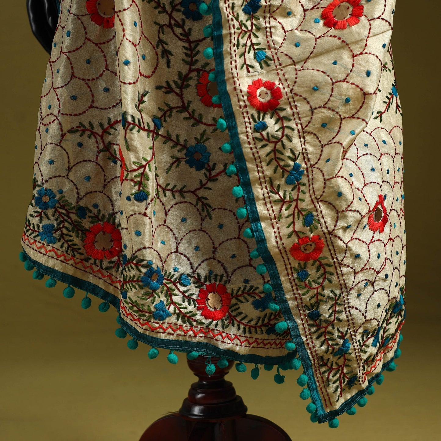 Ranihati chapa work chanderi silk hand embroidery dupatta