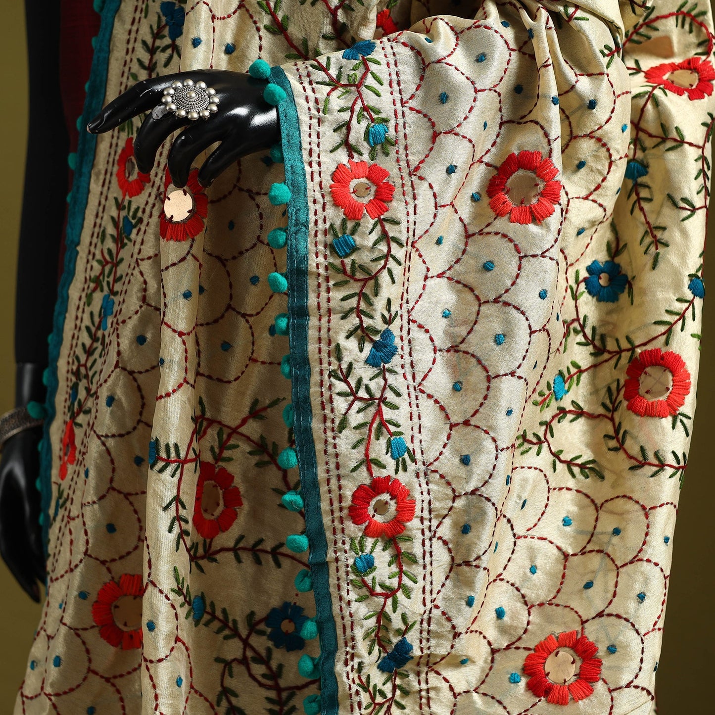 Ranihati chapa work chanderi silk hand embroidery dupatta