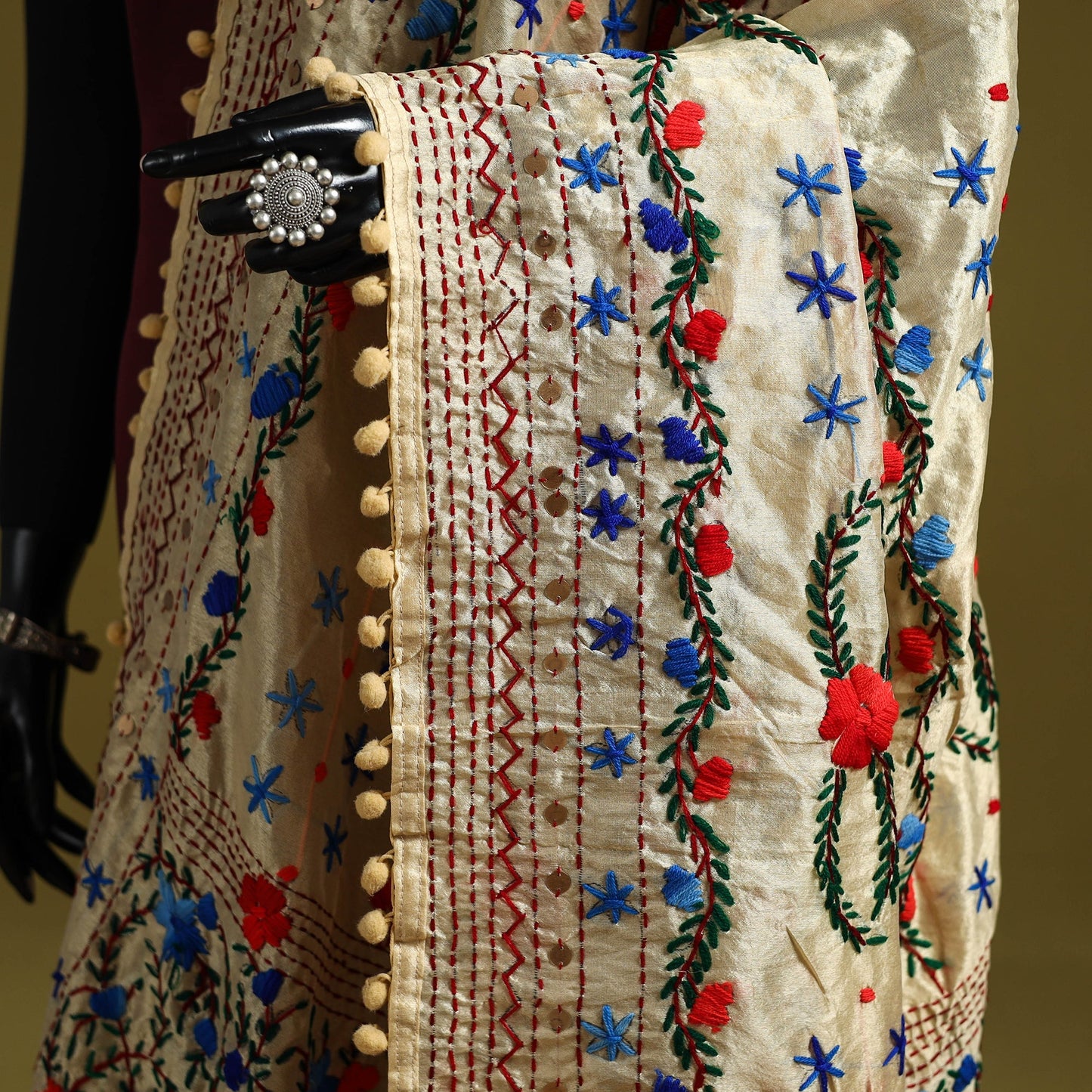 Ranihati chapa work chanderi silk hand embroidery dupatta