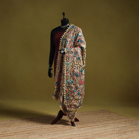 Ranihati chapa work chanderi silk hand embroidery dupatta