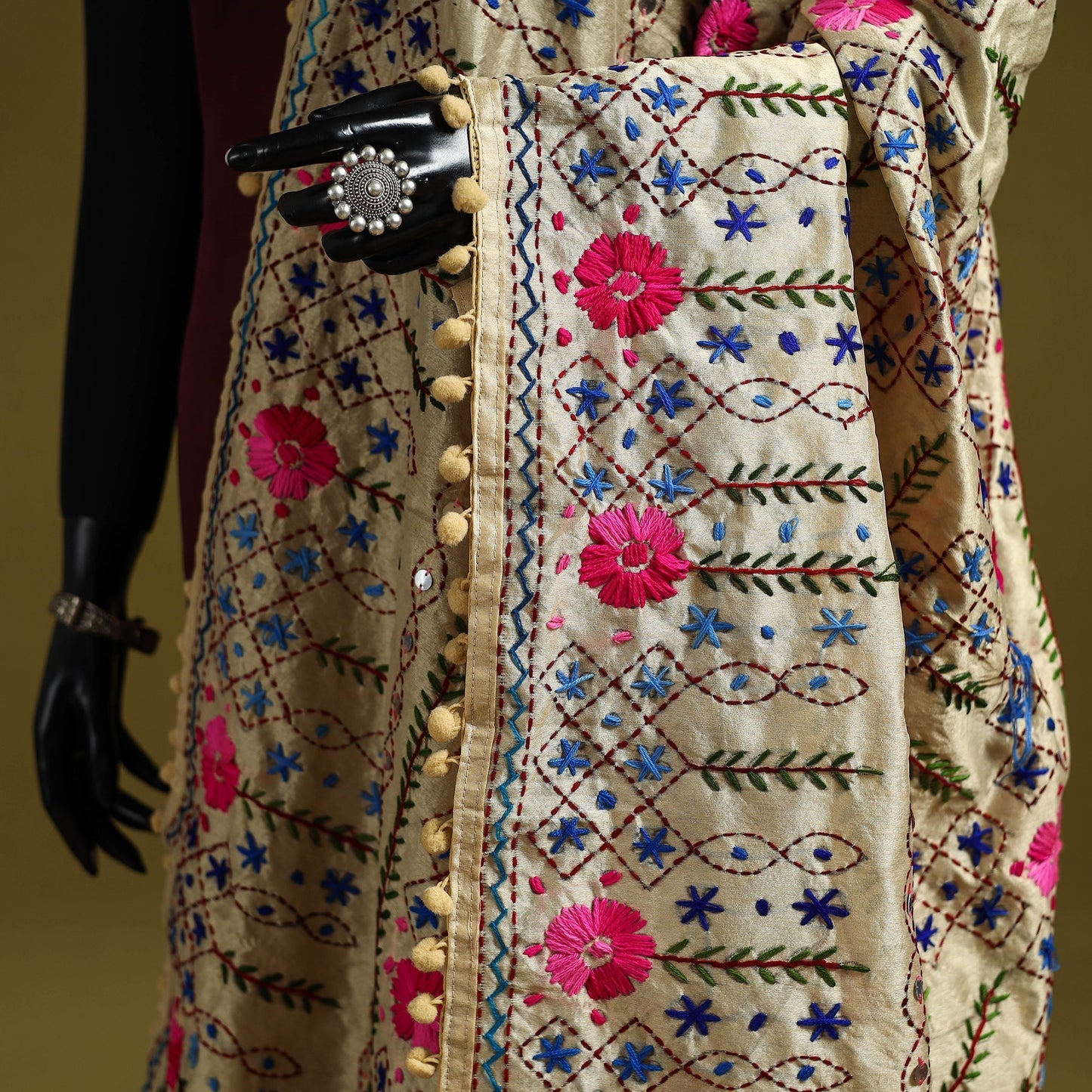 Ranihati chapa work chanderi silk hand embroidery dupatta