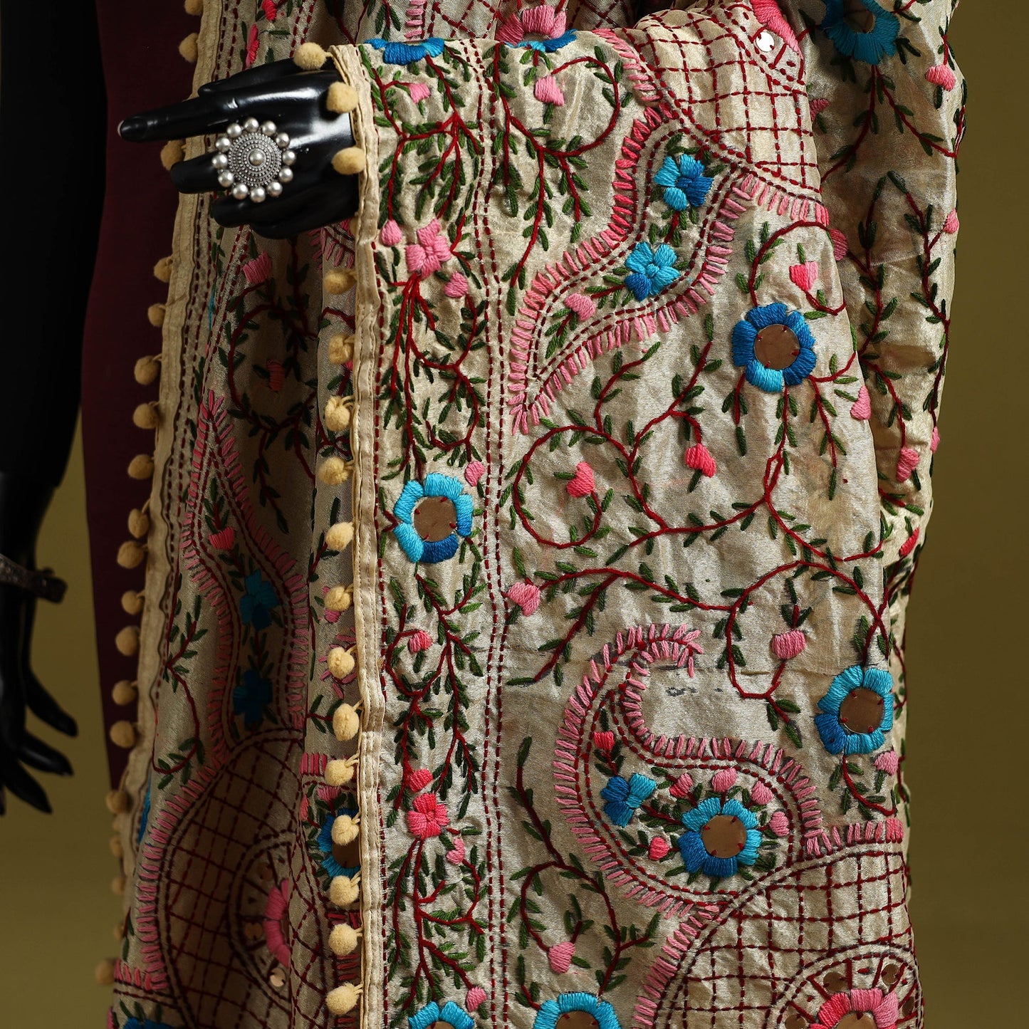 Ranihati chapa work chanderi silk hand embroidery dupatta