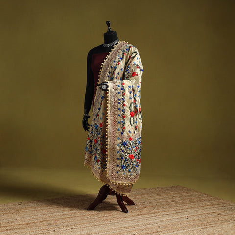 Ranihati chapa work chanderi silk hand embroidery dupatta