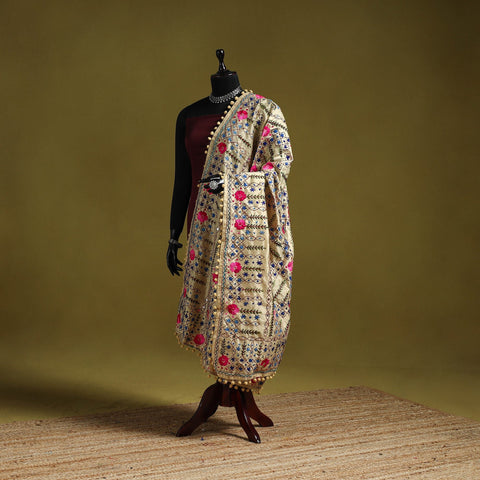 Ranihati chapa work chanderi silk hand embroidery dupatta