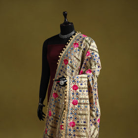 Ranihati chapa work chanderi silk hand embroidery dupatta