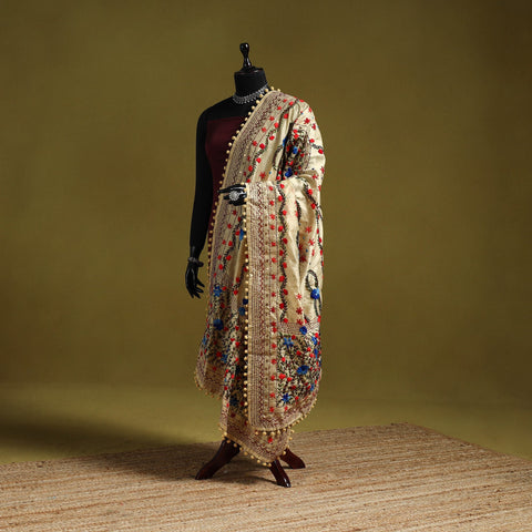 Ranihati chapa work chanderi silk hand embroidery dupatta