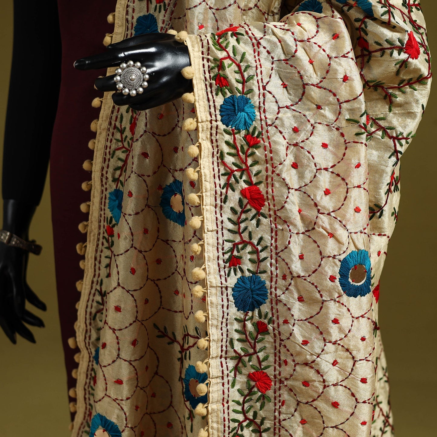 Ranihati chapa work chanderi silk hand embroidery dupatta