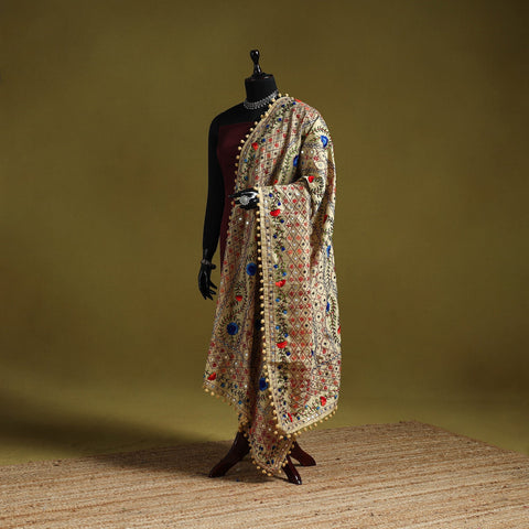 Ranihati chapa work chanderi silk hand embroidery dupatta