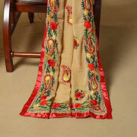 Brown - ranihati chapa work hand embroidery georgette 3pc