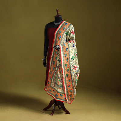 Ranihati madhubani chapa work chanderi silk hand embroidery