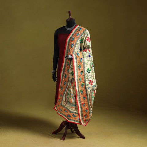 Ranihati madhubani chapa work chanderi silk hand embroidery