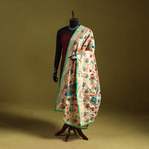Ranihati madhubani chapa work chanderi silk hand embroidery
