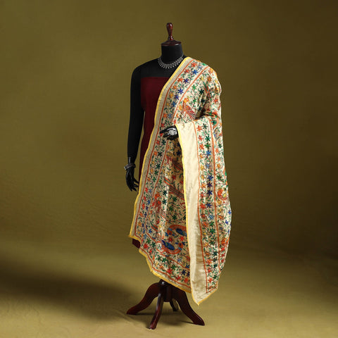 Ranihati madhubani chapa work chanderi silk hand embroidery