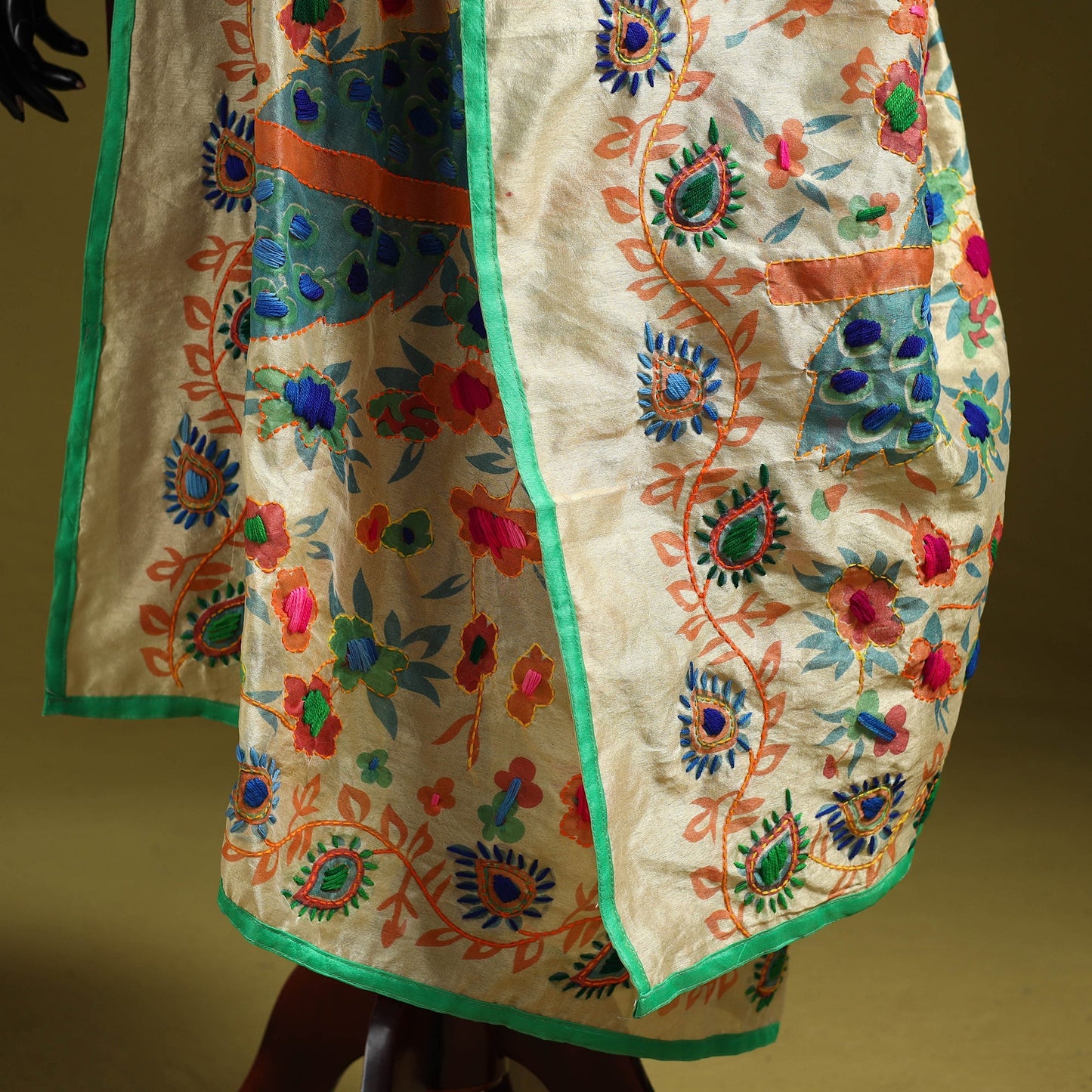 Ranihati madhubani chapa work chanderi silk hand embroidery