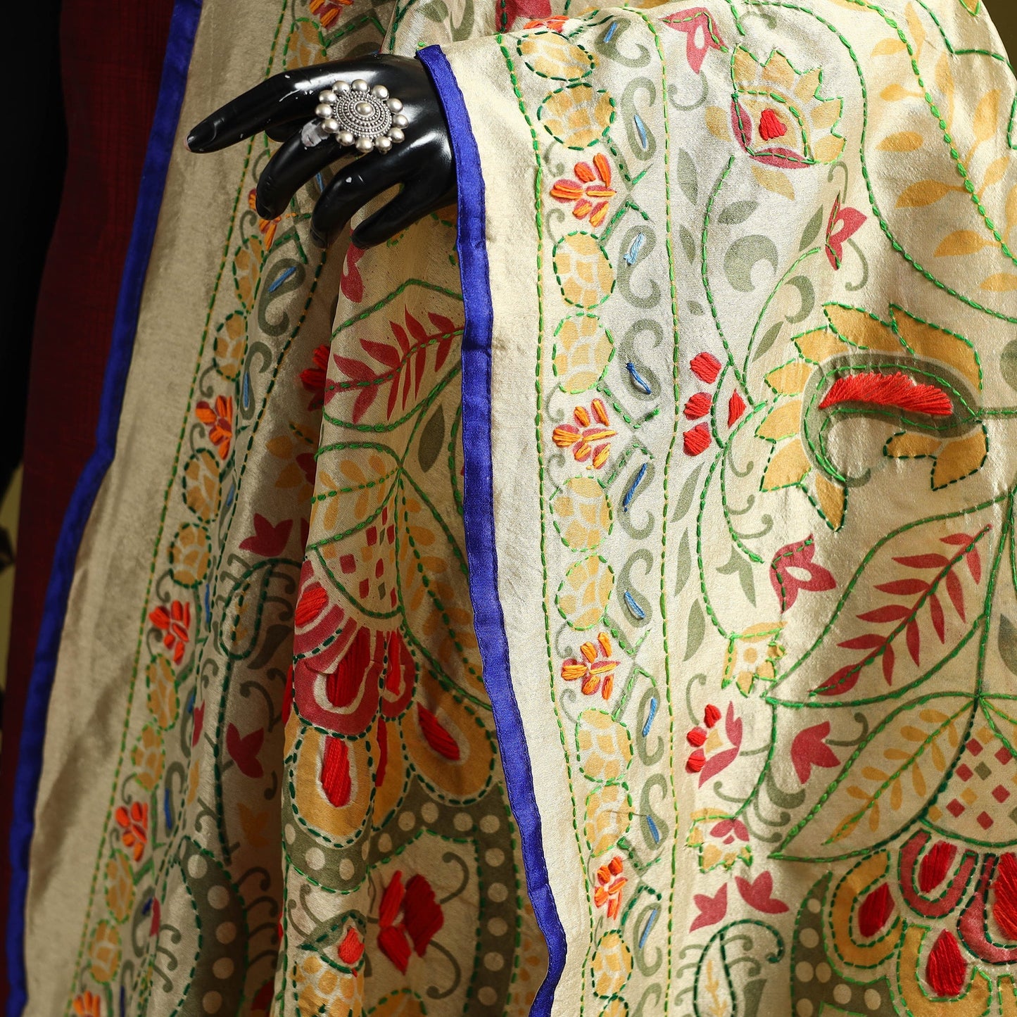 Ranihati madhubani chapa work chanderi silk hand embroidery
