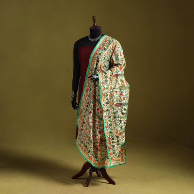 Ranihati madhubani chapa work chanderi silk hand embroidery