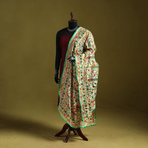 Ranihati madhubani chapa work chanderi silk hand embroidery