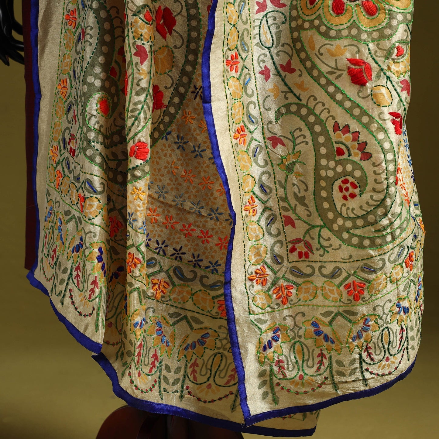 Ranihati madhubani chapa work chanderi silk hand embroidery