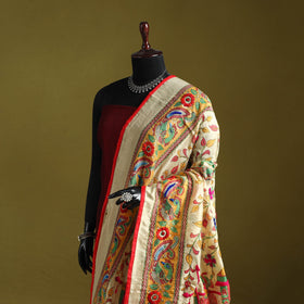 Ranihati madhubani chapa work chanderi silk hand embroidery