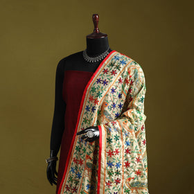 Ranihati madhubani chapa work chanderi silk hand embroidery