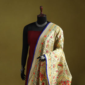 Ranihati madhubani chapa work chanderi silk hand embroidery