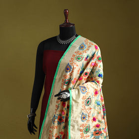 Ranihati madhubani chapa work chanderi silk hand embroidery