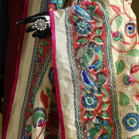 Ranihati madhubani chapa work chanderi silk hand embroidery