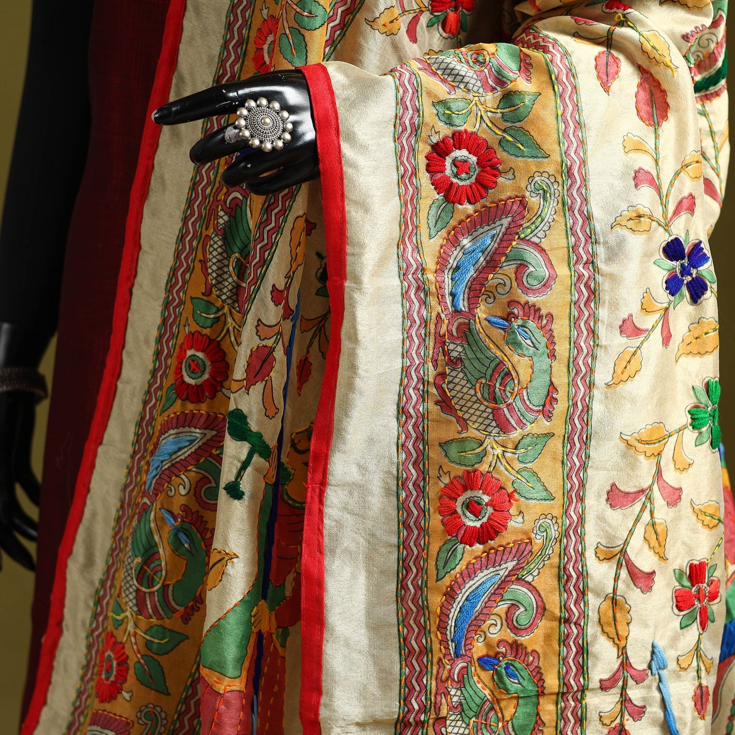 Ranihati madhubani chapa work chanderi silk hand embroidery