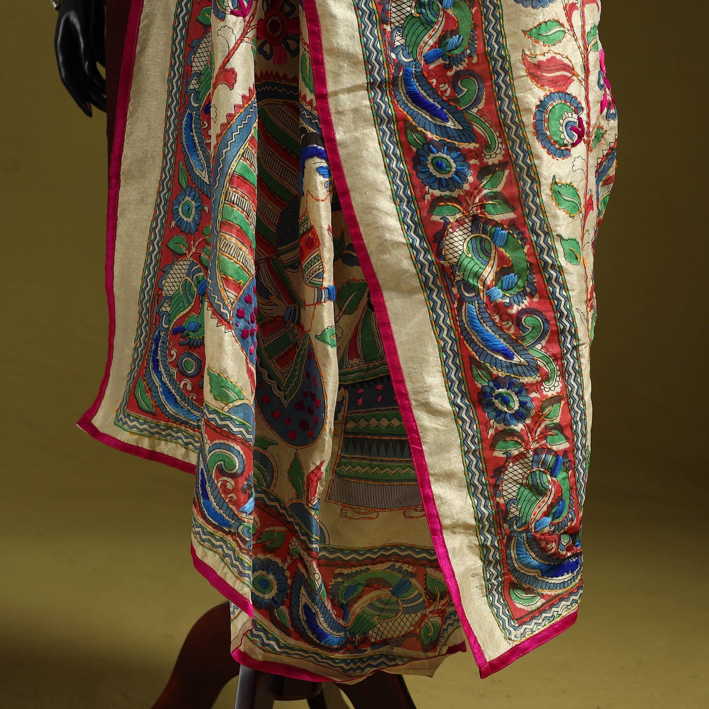 Ranihati madhubani chapa work chanderi silk hand embroidery