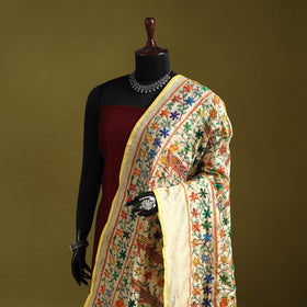 Ranihati madhubani chapa work chanderi silk hand embroidery