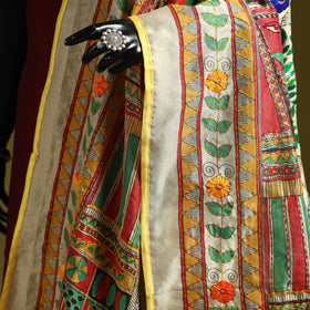 Ranihati madhubani chapa work chanderi silk hand embroidery