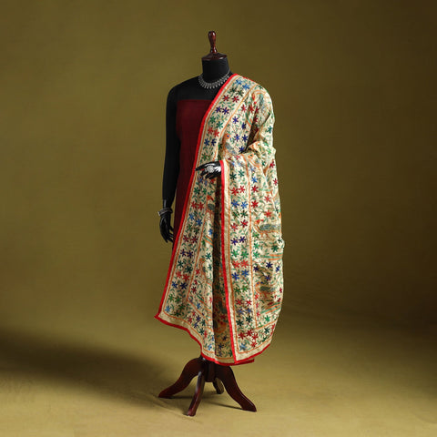 Ranihati madhubani chapa work chanderi silk hand embroidery