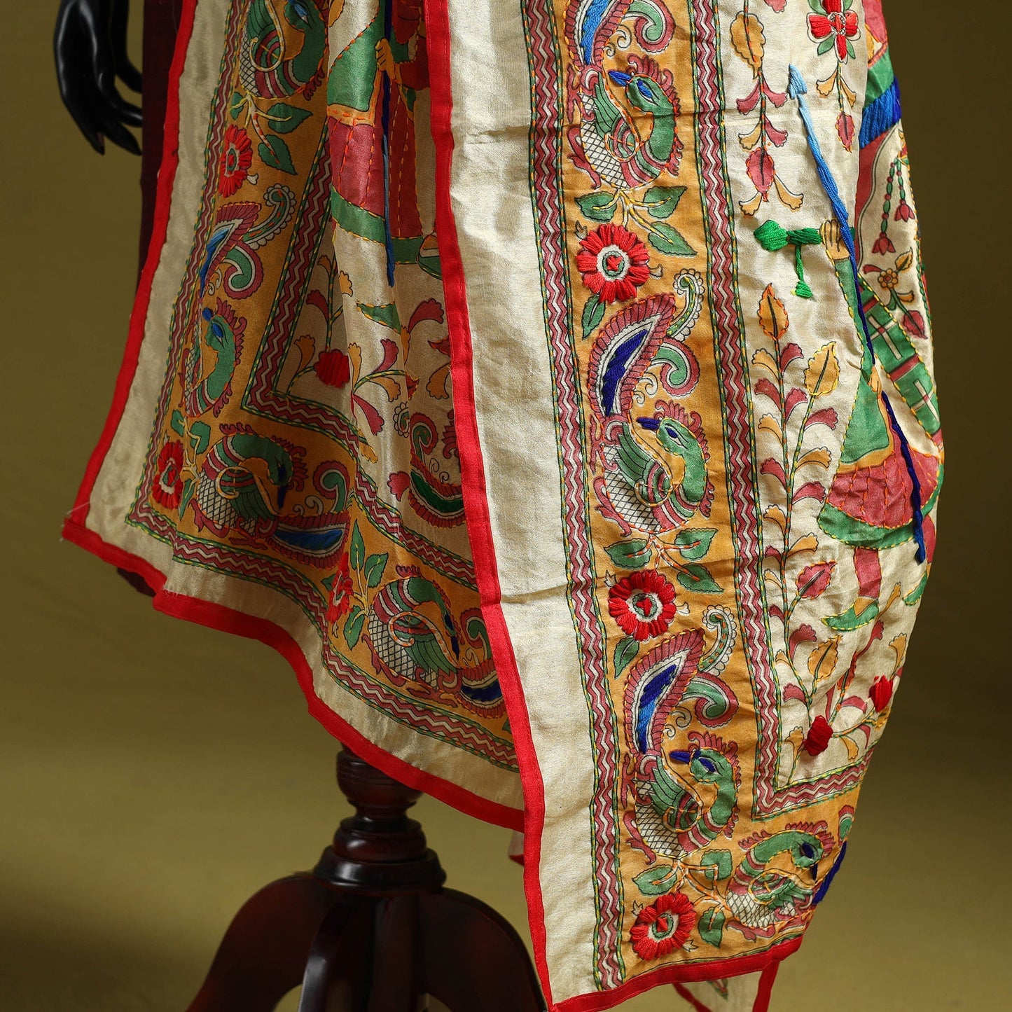 Ranihati madhubani chapa work chanderi silk hand embroidery