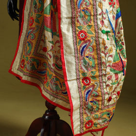 Ranihati madhubani chapa work chanderi silk hand embroidery